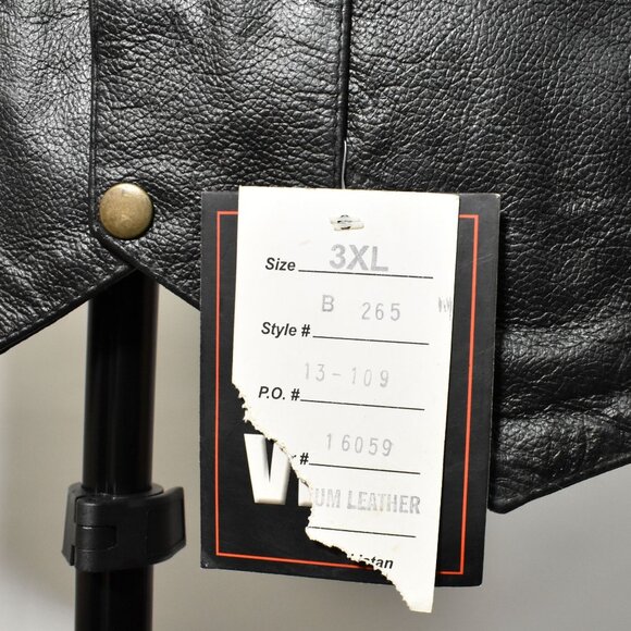 Xelement Black Leather Motorcycle Vest With Side Laces 10 Pocket Mens Size 3XL - Picture 12 of 12